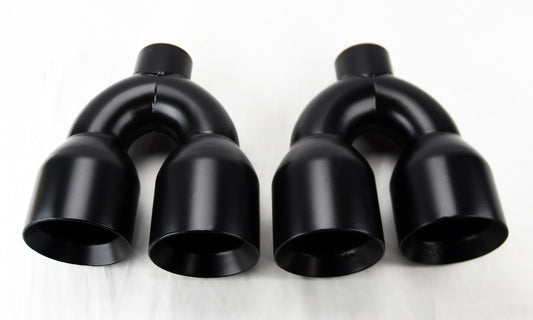Dual 4" Quad Staggered Gloss Black Exhaust Tips Fits Subaru WRX & Sti 07-16