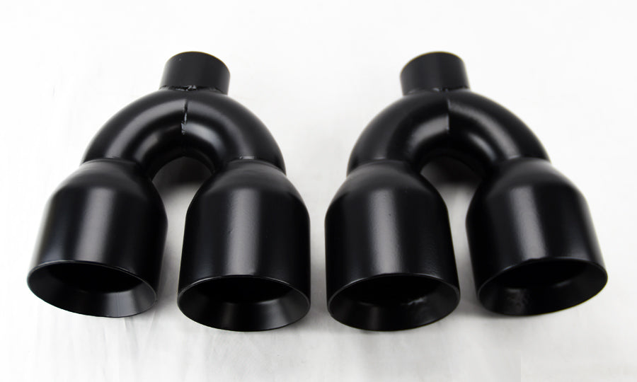 Dual 4.0" Quad Staggered Gloss Black Exhaust Tips For Ford Mustang 1986-2017