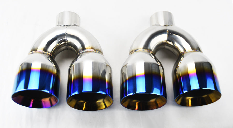 Dual 4" Quad Staggered Burn Style Exhaust Tips Fits Camaro Firebird Trans Am