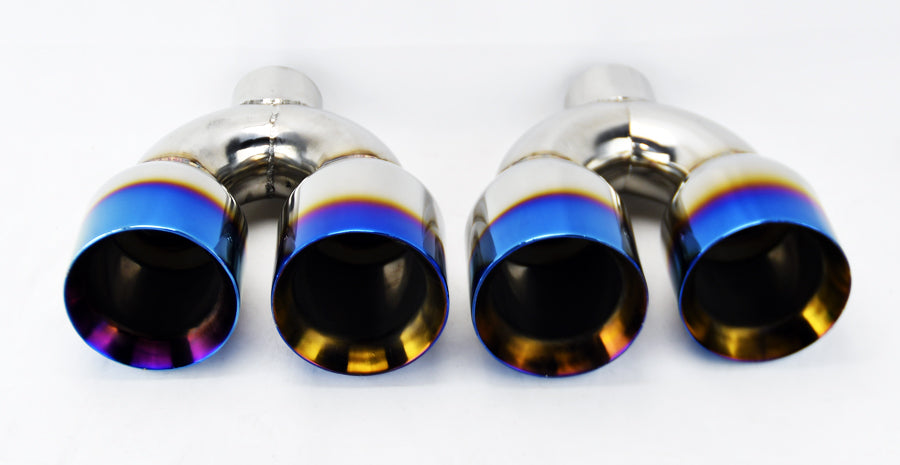 Dual 4" Quad Staggered Burn Style Exhaust Tips Fits Chevy Camaro 2010-2012