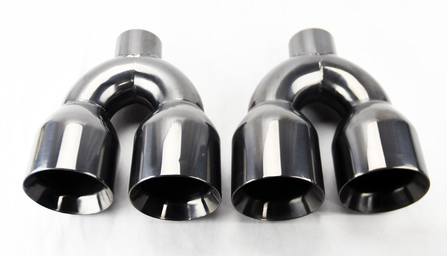 Dual 4" Quad Staggered Titanium Exhaust Tips Fits Chevy Camaro 2010-2012