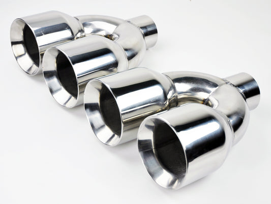 Dual 4" Quad Staggered Stainless Steel Exhaust Tips Fits Audi S5 2008-2016