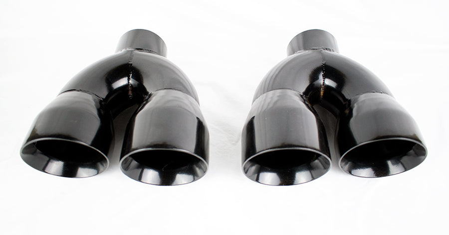 Dual 4" Quad Staggered Gloss Black Slant Exhaust Tips Camaro Firebird Trans Am