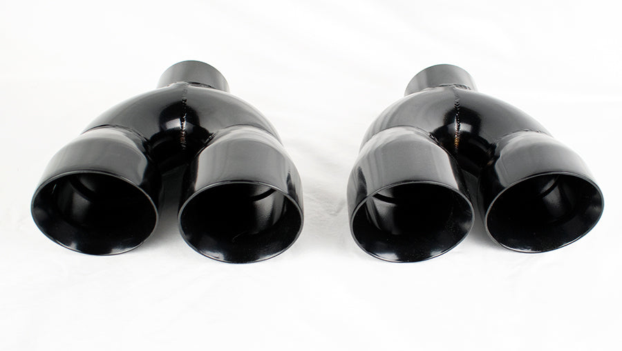 Dual 4" Quad Staggered Gloss Black Slant Exhaust Tips Camaro Firebird Trans Am