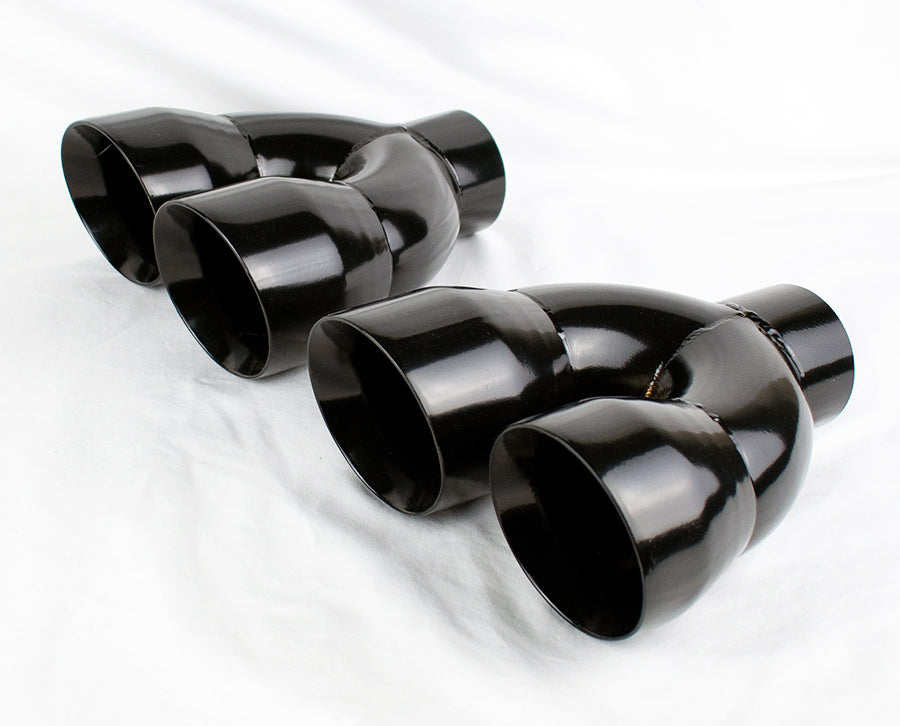 Dual 4" Quad Staggered Gloss Black Slant Exhaust Tips Camaro Firebird Trans Am