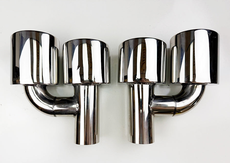 4.5" Quad Exhaust Tips Double Wall For Mercedes Benz W204 C250 C300 C350 C63