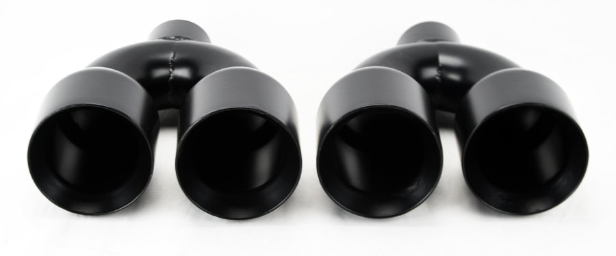 Dual 4" Quad Staggered Gloss Black Exhaust Tips Fits Scion FRS Subaru BRZ