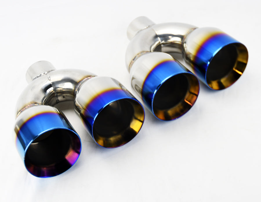 Dual 4" Quad Staggered Burn Style Exhaust Tips Fits Scion FRS Subaru BRZ