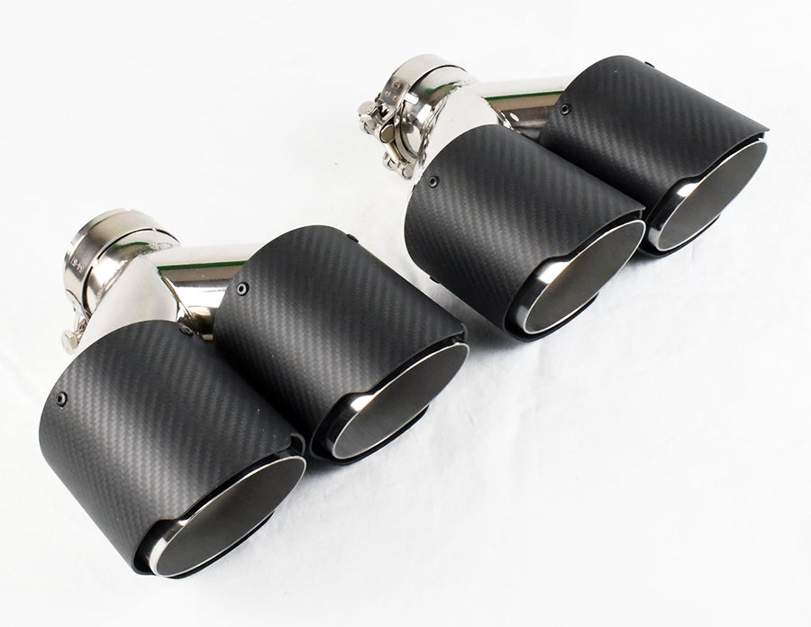 Dual 4" Quad Uniform Carbon Fiber Exhaust Tips Fits Subaru WRX & Sti 07-16