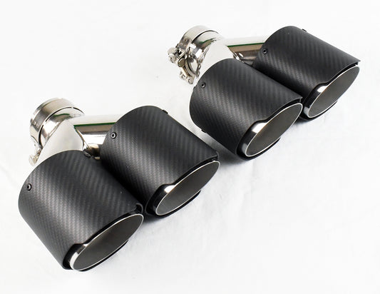 Dual 4" Quad Uniform Carbon Fiber Exhaust Tips Fits Chevy Camaro 2010-2012