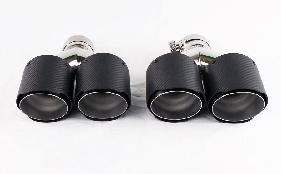 Dual 4" Quad Uniform Carbon Fiber Exhaust Tips Fits Chevy Corvette C6 05-13