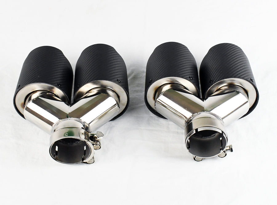 Dual 4" Quad Uniform Carbon Fiber Exhaust Tips Fits Subaru WRX & Sti 07-16