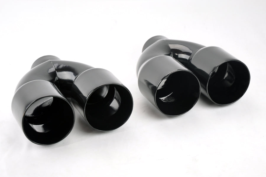 Dual 4.0" Quad Style Gloss Black Exhaust Tips Fits Scion FRS Subaru BRZ