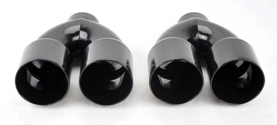 Dual 4" Quad Style Gloss Black Exhaust Tips Fits Audi S5 2008-2016