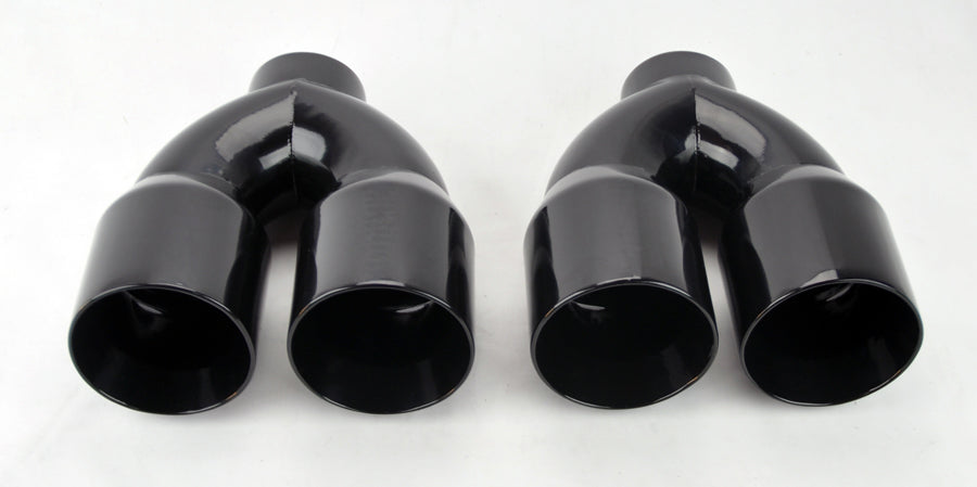 Dual 4.0" Quad Style Gloss Black Exhaust Tips Fits Chevy Corvette C6 05-13