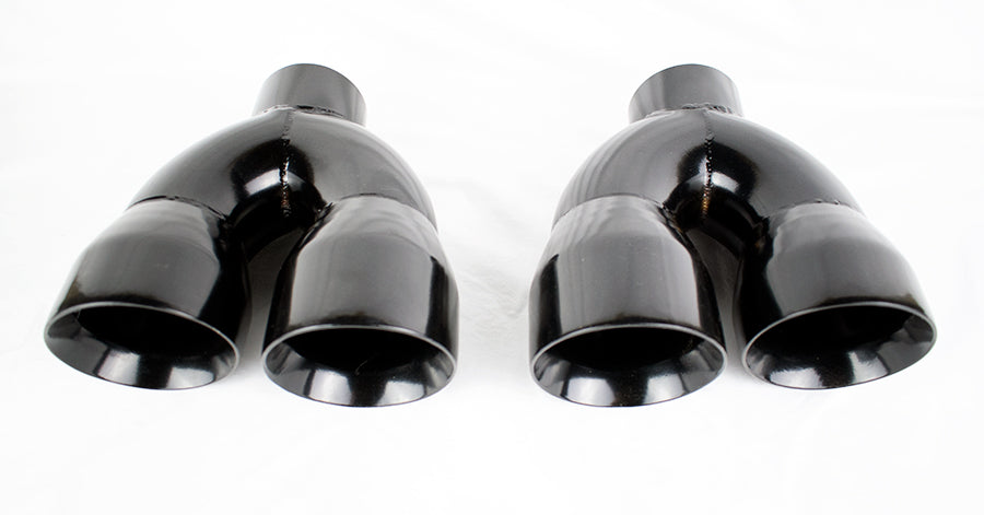 Dual 4" Quad Staggered Gloss Black Slant Exhaust Tips for Scion FRS Subaru BRZ