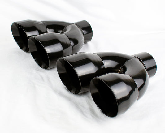 Dual 4" Quad Staggered Gloss Black Slant Exhaust Tips For Subaru WRX Sti 07-16