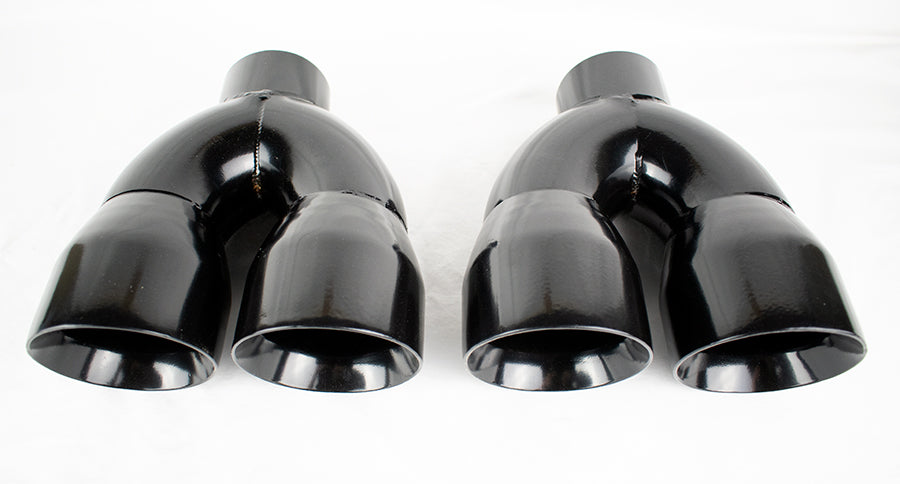 Dual 4" Quad Uniform Gloss Black Slant Cut Exhaust Tips Camaro Firebird Trans Am