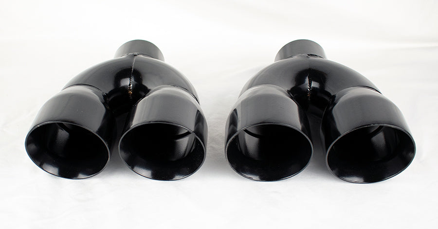 Dual 4" Quad Uniform Gloss Black Slant Cut Exhaust Tips Camaro Firebird Trans Am