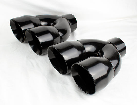 Dual 4" Quad Uniform Gloss Black Slant Cut Exhaust Tips Camaro Firebird Trans Am