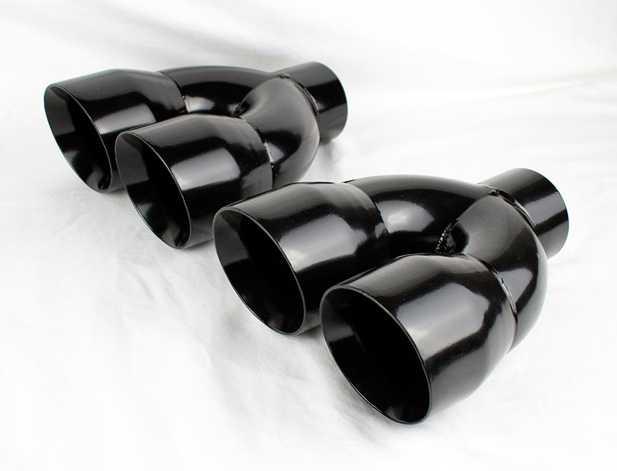 Dual 4" Quad Uniform Gloss Black Slant Cut Exhaust Tips Fit Scion FRS Subaru BRZ