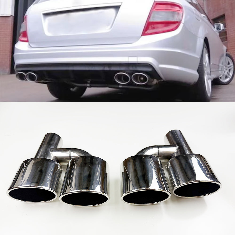 4.5" Quad Exhaust Tips Double Wall For Mercedes Benz W204 C250 C300 C350 C63