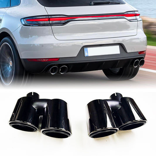 4.5" Gloss Black Chrome Quad Exhaust Muffler Tips for Porsche Macan Base 19-24