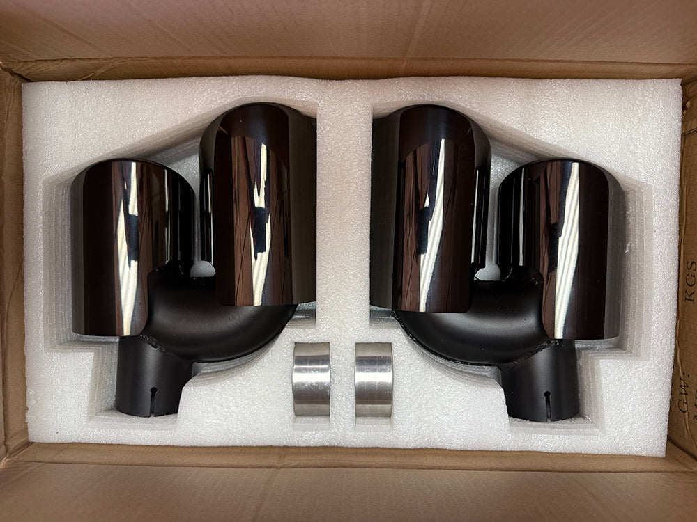 4.5" Gloss Black Chrome Quad Exhaust Muffler Tips for Porsche Macan Base 19-24
